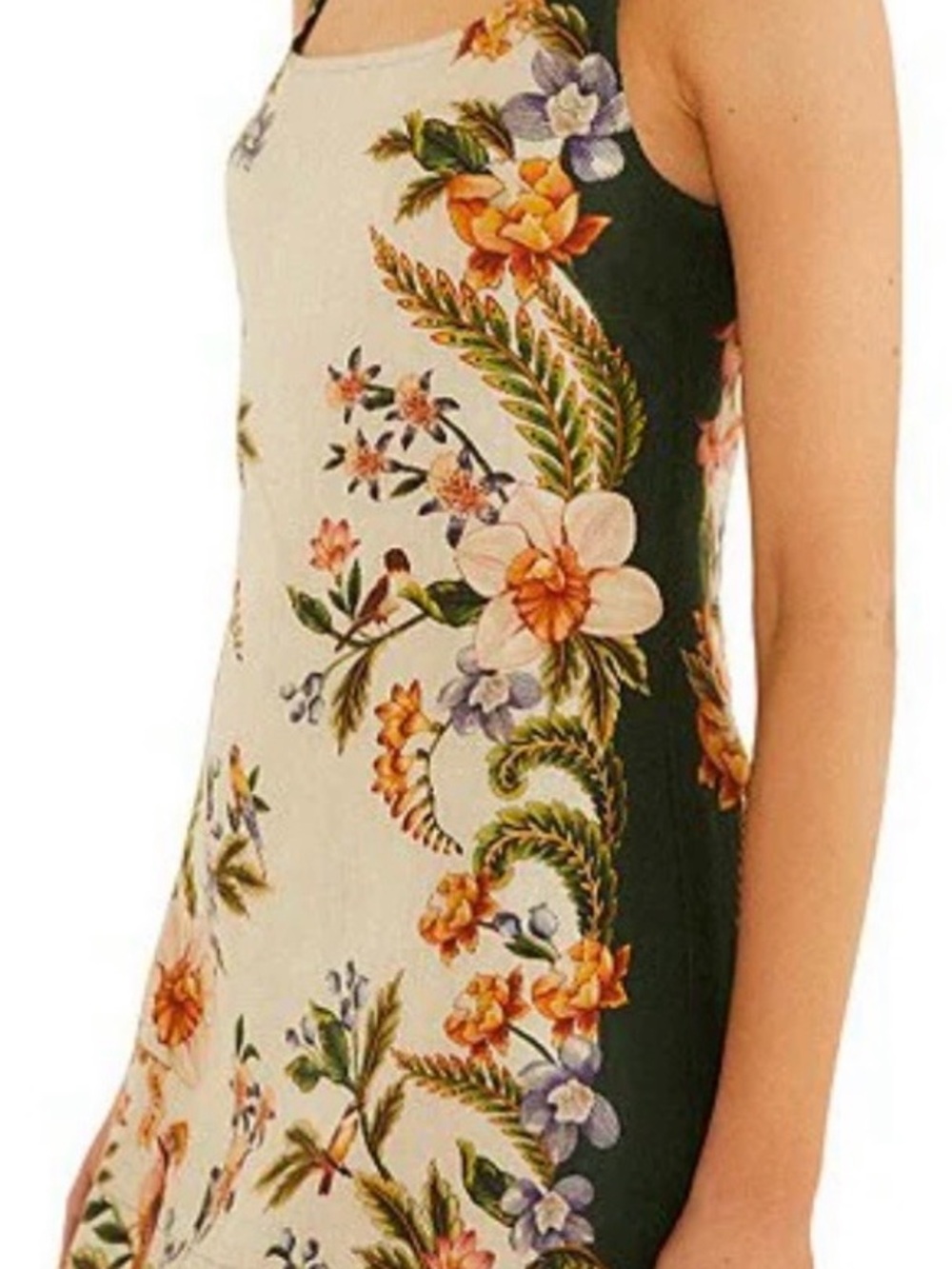 FARM Rio Floral Tank Dress in Cream and Green